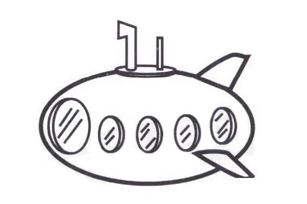 潜水艇简笔画步骤四