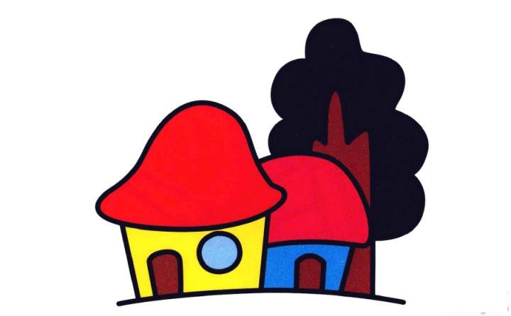 彩色简笔画小木屋的图片教程