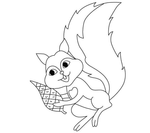 幼儿简笔画：吃松果的小松鼠2