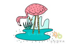 漂亮的火烈鸟简笔画步骤图