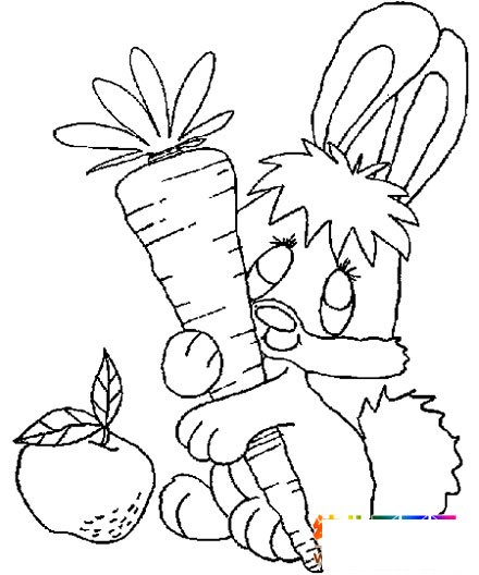 兔子吃萝卜简笔画