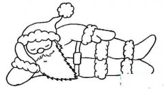 少儿圣诞老人简笔画图片大全：躺着睡觉的圣诞