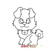 简笔画：带铃铛的小狗2