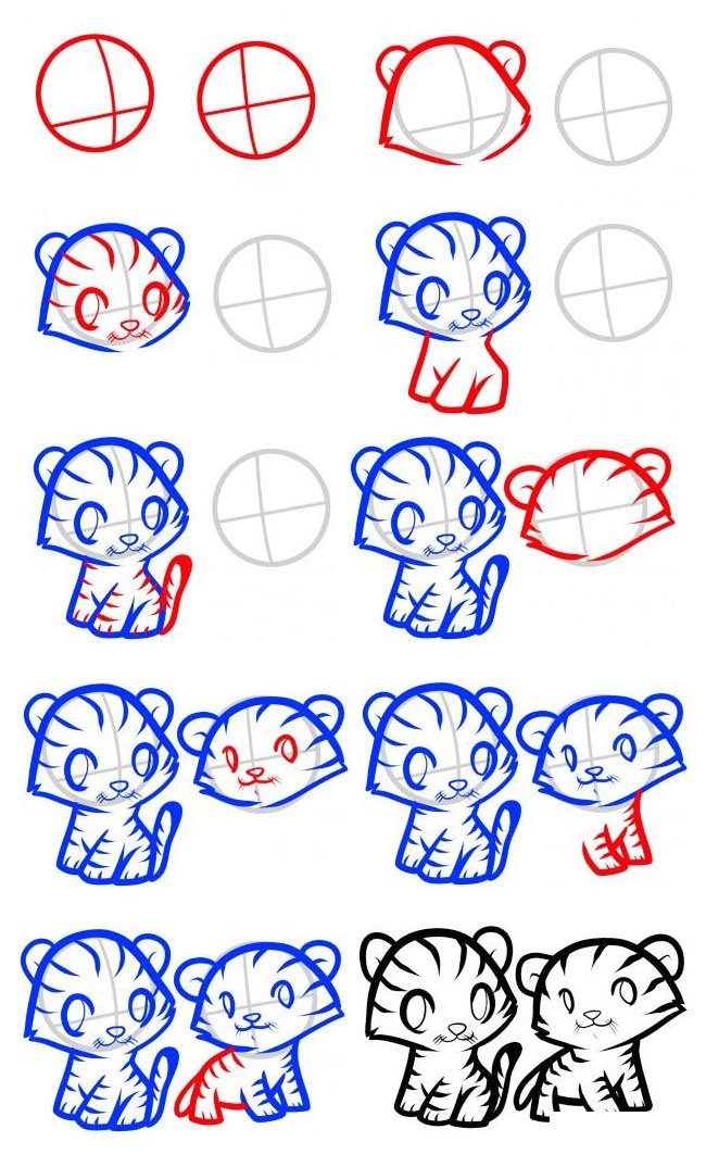 两只老虎简笔画图片大全