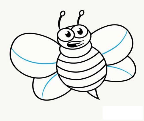 卡通蜜蜂简笔画步骤图片