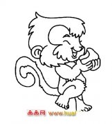 简笔画:猴子吃桃子
