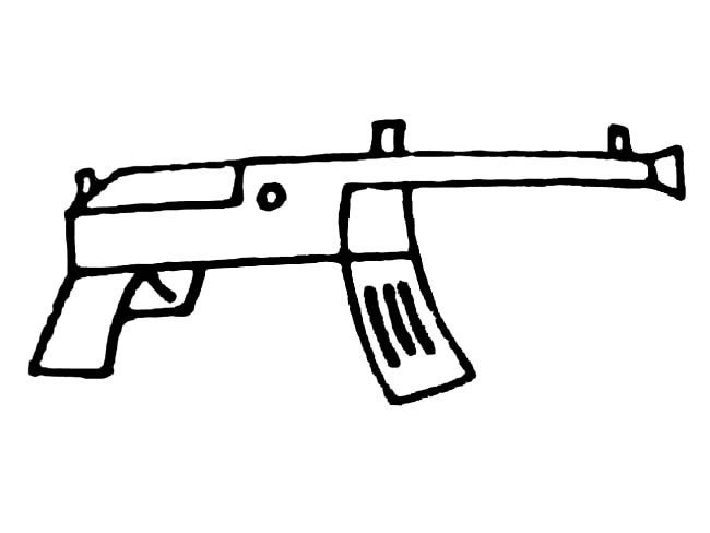 冲锋枪武器简笔画步骤图片大全三