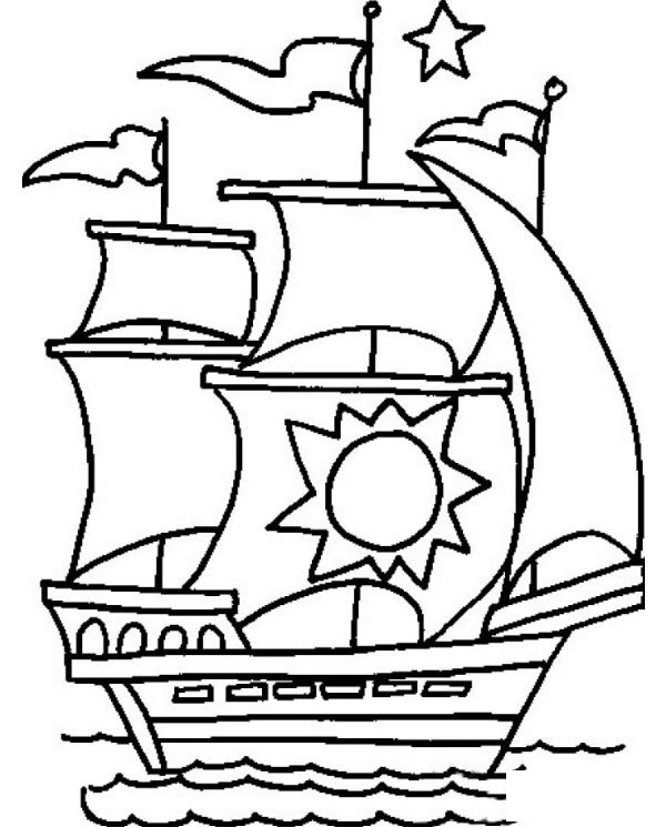 海上的帆船简笔画图片