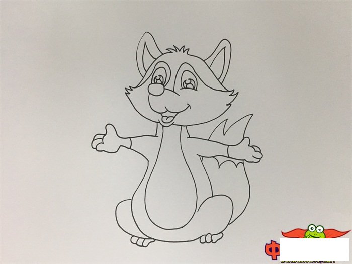 超萌小狐狸简笔画彩色