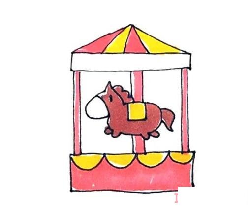 旋转木马怎么画可爱 带步骤图旋转木马简笔画图片