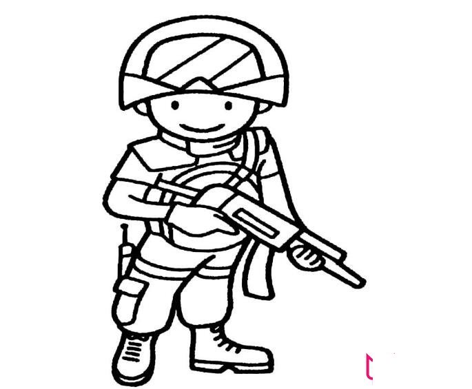 帅气的士兵人物简笔画