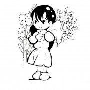 抱花的小女孩人物简笔画步骤图片大全