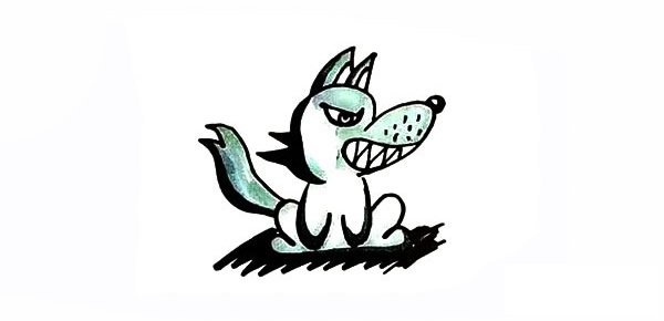大灰狼简笔画彩色画法