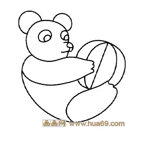 玩球的大熊猫简笔画