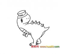 戴帽子的恐龙简笔画