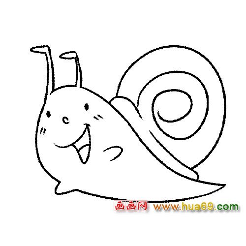 开心的蜗牛简笔画