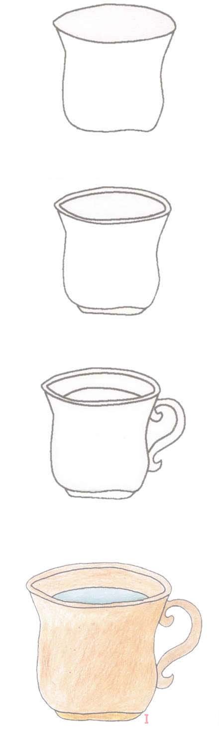 儿童茶杯简笔画画法步骤图手绘涂颜色