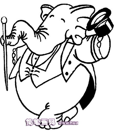 玩魔术的大象简笔画