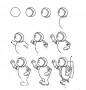 宇航员的简笔画画法步骤：怎么画宇航员