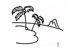 美丽的海边椰树风景简笔画图片