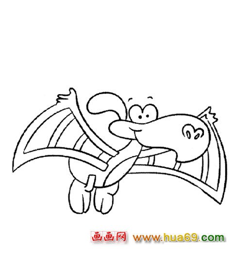简笔画:长翅膀的恐龙2