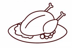一盘烤鸡简笔画画法图片