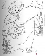 小男孩爱钓鱼简笔画
