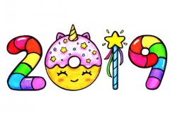 手绘2019数字艺术字简笔画图文教程