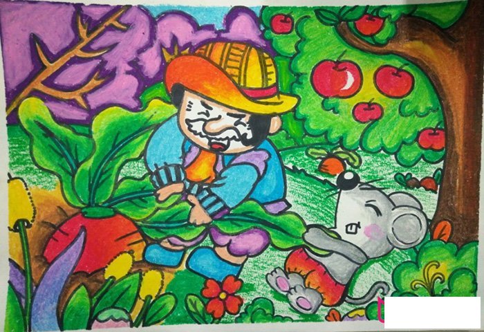 拔萝卜的爷爷，好看的儿童画图片