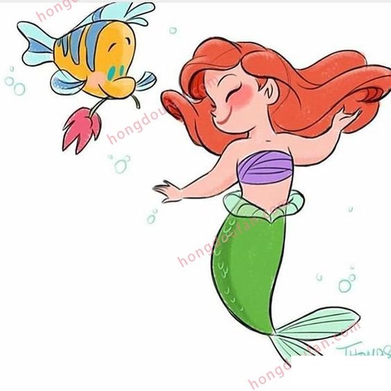 小美人鱼爱丽儿 迪士尼公主简笔画大全 简笔画 第2张
