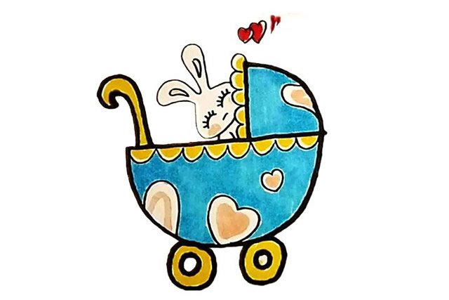 婴儿车简笔画步骤完成图