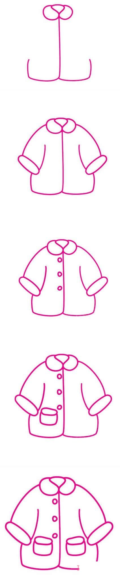 儿童服外套的画法步骤图 外套简笔画图片