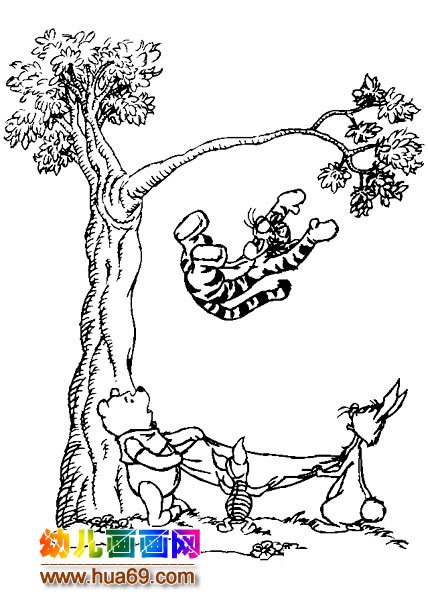 小熊维尼和跳跳虎简笔画1