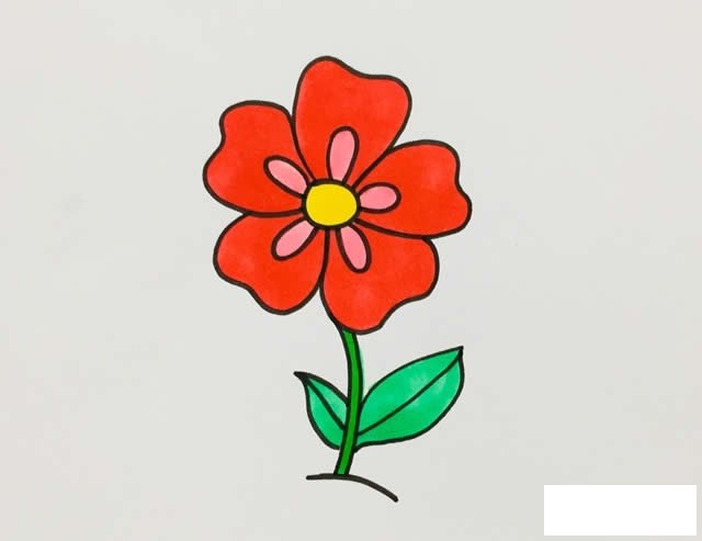五瓣花简笔画画法步骤图片