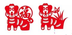 狗年春节剪纸简笔画图片素材