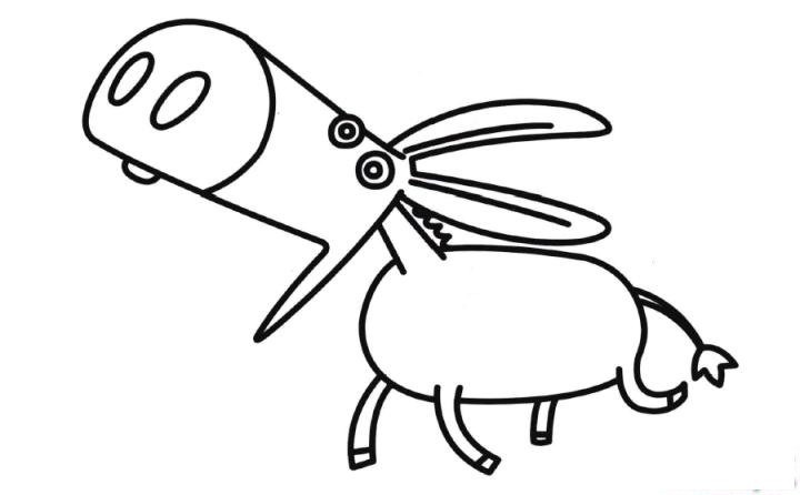 彩色简笔画毛驴的图片教程