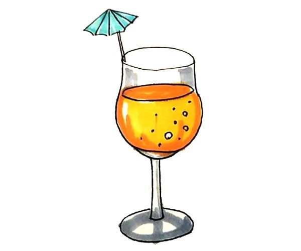 带颜色果汁简笔画步骤教程