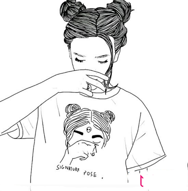 可爱的丸子头女生的简笔画