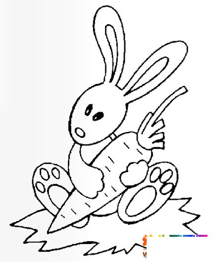 兔子吃萝卜简笔画3