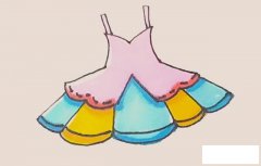 背带舞裙简笔画步骤教程