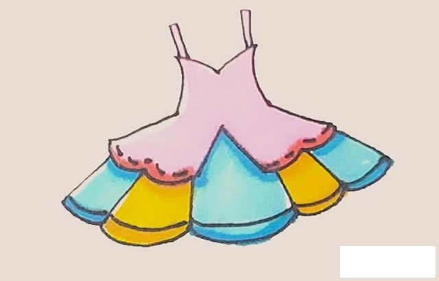 背带舞裙简笔画步骤教程