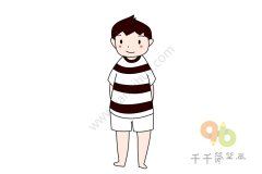 乖巧的小男孩简笔画图片