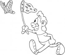 捕蝴蝶小孩简笔画步骤图片大全