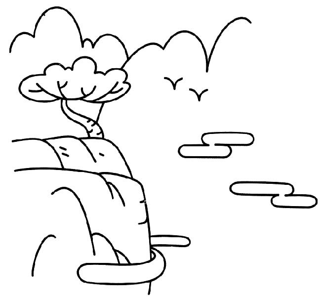 大山深处风景简笔画步骤图片大全