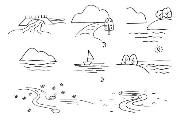 河流简笔画图片