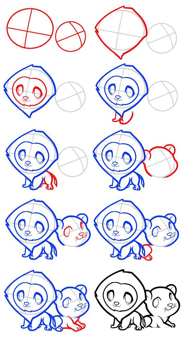 两只狮子简笔画图片大全