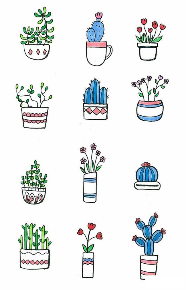 盆栽植物简笔画