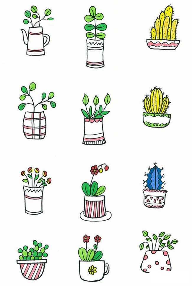手绘盆栽简笔画