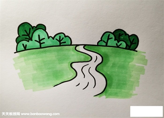 小河简笔画彩色