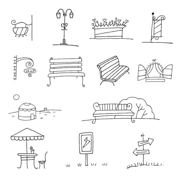 风景简笔画图片素材